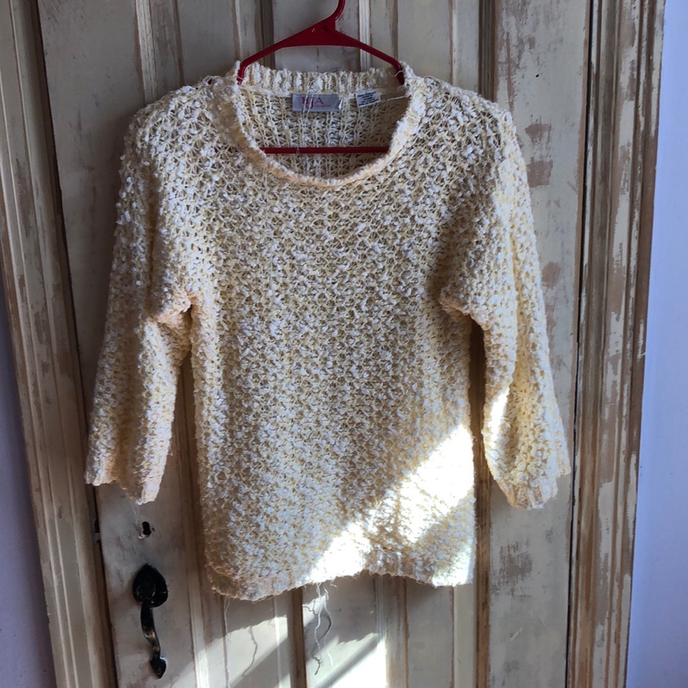 Hja Collection vintage cream frayed sweater